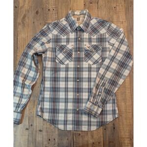 Hollister California Shirt Long Sleeve Pearl Snap Western Style Plaid Mens Small